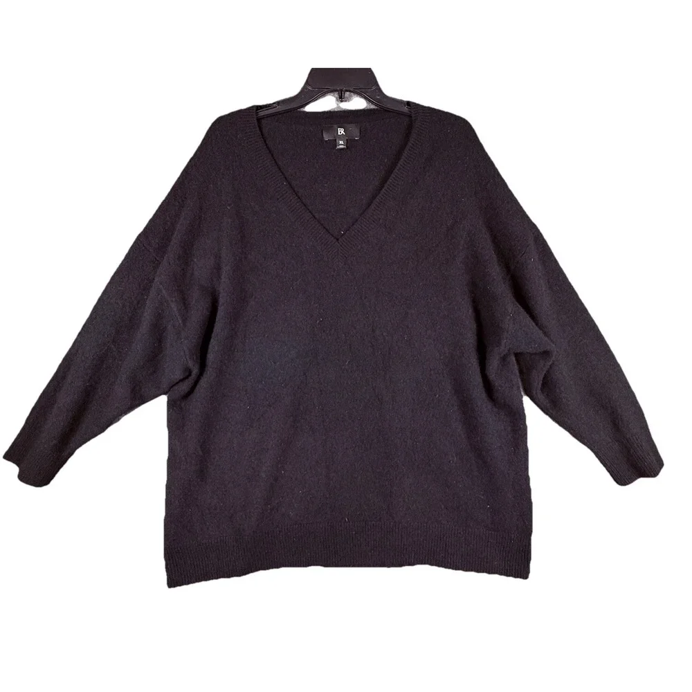 Banana Republic Sweater Mens Sz XL 100% Cashmere Black Heather V-neck